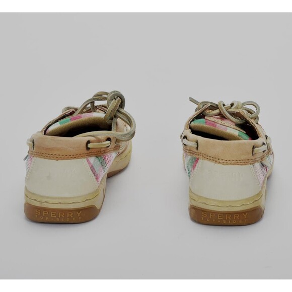 Sperry Kids Bluefish Pink / Green Plaid Sequin Boat Shoe Size 2.5 - Picture 4 of 5